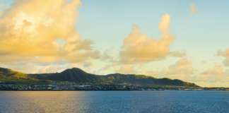 Bidding for Construction of Coastal Area Revetment at Fortlands, Basseterre Now Open, Closes July 26, 2024 Panoramic view of St Kitts from the sea during golden hour at da